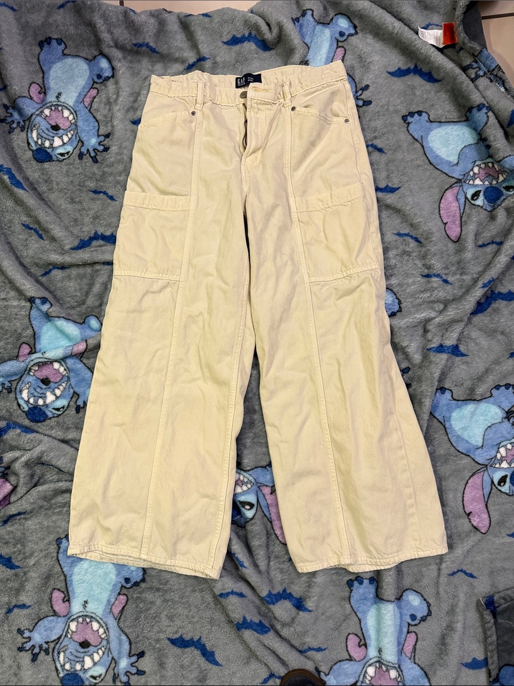 GAP Cream Wide-Leg Cargo Jeans for Women